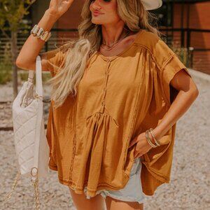 NWT Bucket List Medium Camel Top